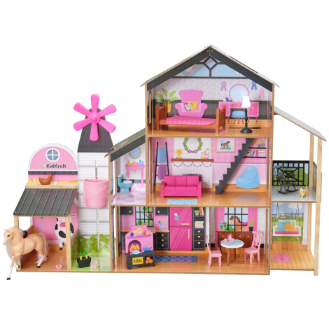 Casuta din lemn pentru papusi Windmill Elevator cu accesorii si mobilier incluse - imagine 11